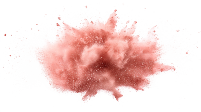 red powder splash on white background.