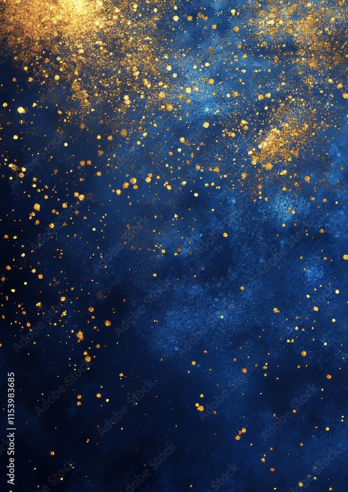Aufkleber sparkling golden particles scattered against a deep blue background create a mystical and enchanting