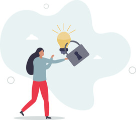 Intellectual property, patented protection, copyright reserved or product trademark that cannot copy concept.flat characters.