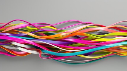 Abstract colorful wavy ribbons flowing.