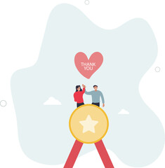 Employee appreciation, giving thank you or recognition award to best employees, gratitude or grateful support, thankful concept.flat characters.