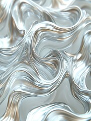 Abstract Silver Liquid Waves