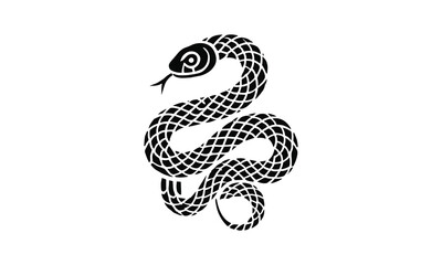 Vector illustration of snake wriggled in the shape of a triangle., easily editable.