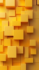 Abstract Yellow Geometric Cubes Background