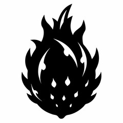 Dragonfruit black silhouette vector