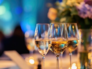 Elegant Wine Glasses on a Dining Table