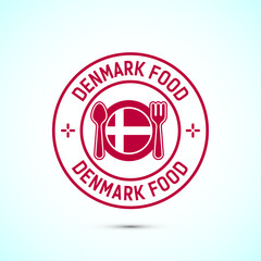Denmark food icon badge with flag, suitable for restaurant business