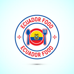 Ecuador food icon badge with flag, suitable for restaurant business