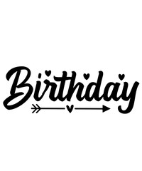 Happy Birthday typography design on plain white transparent isolated background for card, shirt, hoodie, sweatshirt, apparel, tag, mug, icon, poster or badge