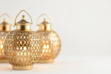 Beautiful Golden Lanterns in Elegant Arrangement