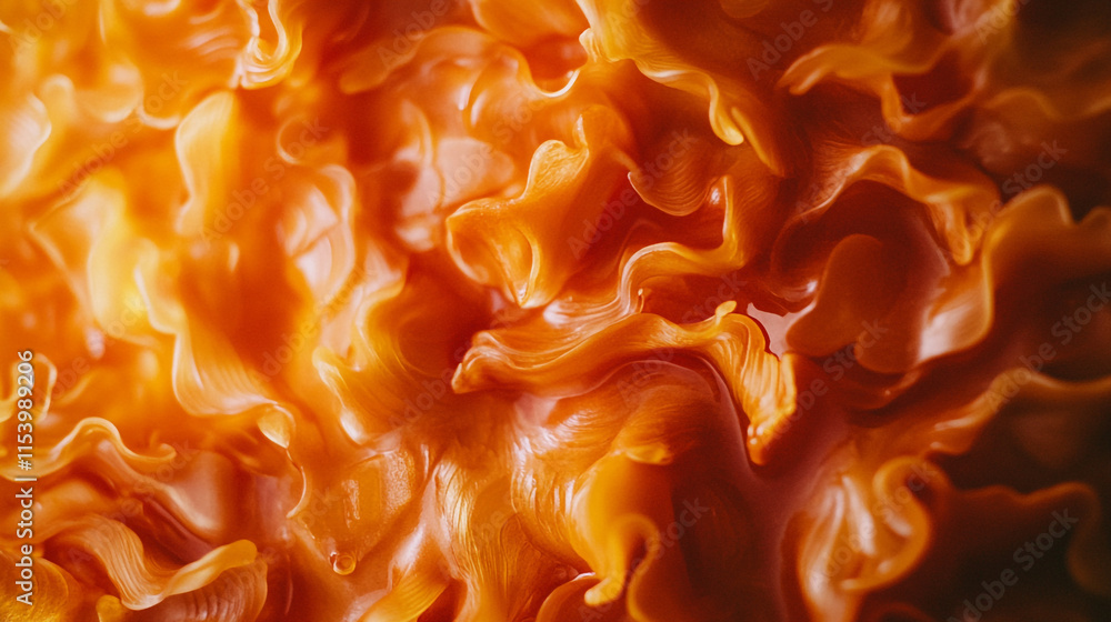Poster vibrant orange textile with intricate wave patterns showcasing texture and depth in artistic design
