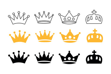 Trendy crown vector illustration sets for modern graphics, golden crown, crown collection, luxury, elegant, premium, majestic, decorative, crownlike, imagery, ornate, prestigious, affinity, beauty