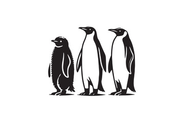 simple black an white penguin vector silhouette isolated on a white background