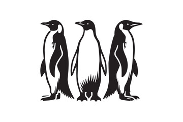 Naklejka premium simple black an white penguin vector silhouette isolated on a white background