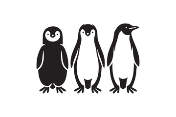 simple black an white penguin vector silhouette isolated on a white background