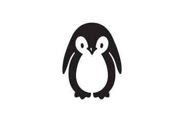 simple black an white penguin vector silhouette isolated on a white background