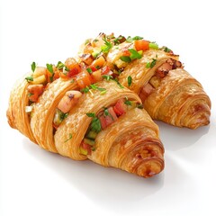 Freshly Baked Croissants Filled With Savory Ingredients, Perfect for a Delightful Brunch or Snack Any Time of the Day