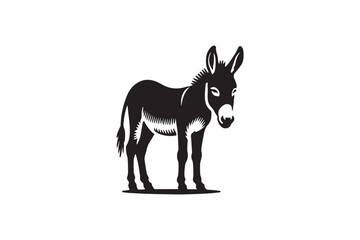 simple black an white donkey vector silhouette isolated on a white background