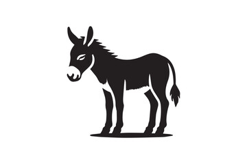 simple black an white donkey vector silhouette isolated on a white background