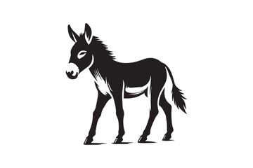 simple black an white donkey vector silhouette isolated on a white background
