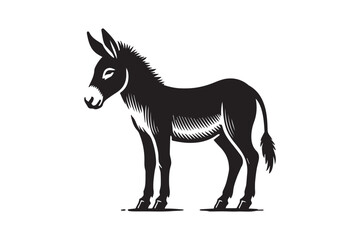 simple black an white donkey vector silhouette isolated on a white background