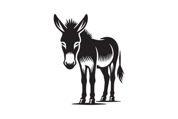simple black an white donkey vector silhouette isolated on a white background