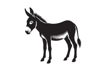simple black an white donkey vector silhouette isolated on a white background