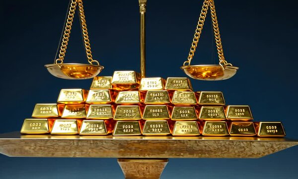 Golden Bullion on Scales: Wealth, Balance, and Prosperity