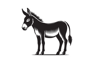 simple black an white donkey vector silhouette isolated on a white background