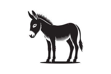 simple black an white donkey vector silhouette isolated on a white background