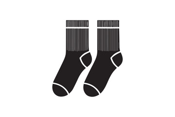 simple black an white socks vector silhouette isolated on a white background