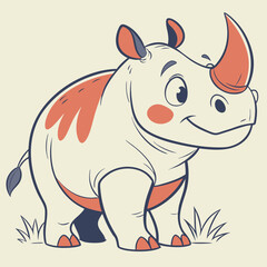Fototapeta premium Adorable Watercolor Rhinoceros Cartoon Vector Illustration for Creative Artwork and Kids Design