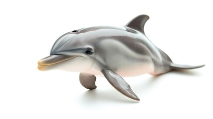 Fototapeta premium Gray dolphin toy isolated on white background.
