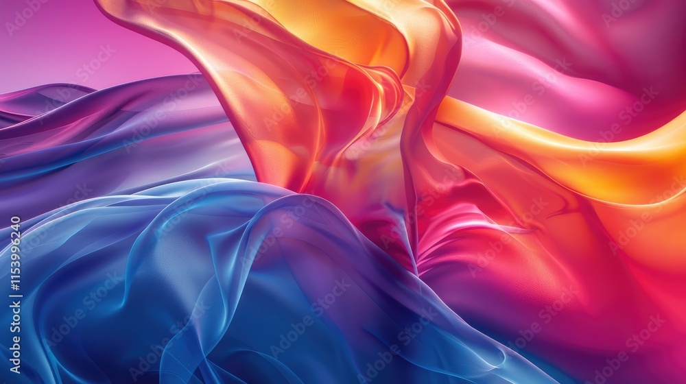Poster abstract flowing shapes in vibrant colors creating a dynamic visual experience.