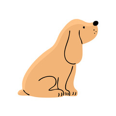 Cute spaniel dog. A pet is a friend. Little cheerful puppy. Animal character. Cartoon vector illustration isolated on white background