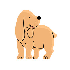 Cute spaniel dog. A pet is a friend. Little cheerful puppy. Animal character. Cartoon vector illustration isolated on white background
