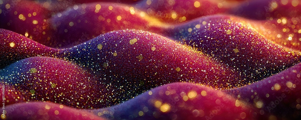 Poster colorful shimmering waves in a glittery surface creating a dreamy and magical atmosphere with vibran