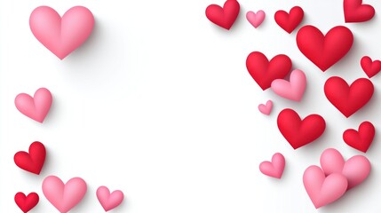 Pink and red hearts on white background. (1)