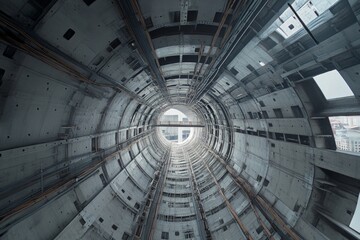 Obraz premium Awe-inspiring Architectural Tunnel: A Journey Through Concrete Labyrinth