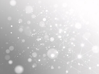 Abstract network of glowing dots and lines on a grey background, representing digital connections.