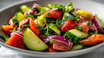 Celebrating Tuna in Global Cuisine and Culture with a closeup of seared tuna sashimi garnished with fresh herbs, plated elegantly on a rustic wooden table under warm lighting