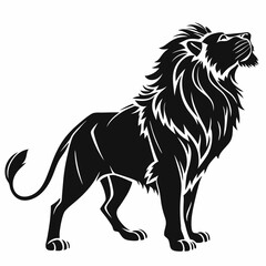 Lion vector silhouette black design white background