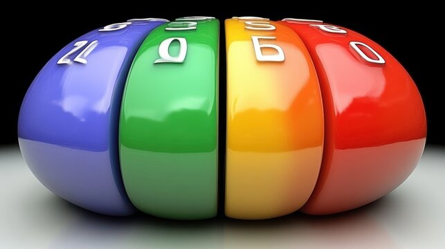 Colorful segmented wheel with numbers.