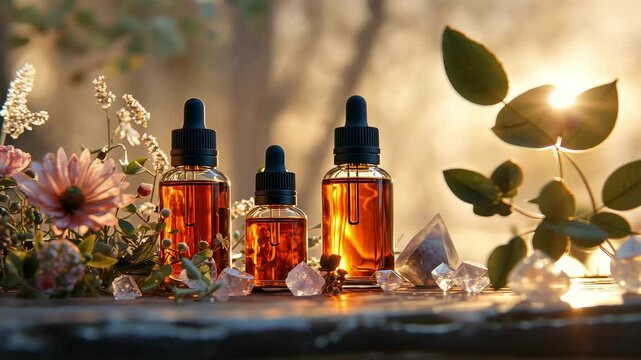 essential oil from medicinal flowers. Selective focus