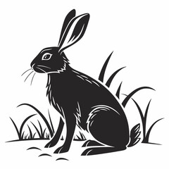 Rabbit vector silhouette black design white background