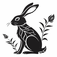 Rabbit vector silhouette black design white background