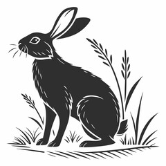 Rabbit vector silhouette black design white background