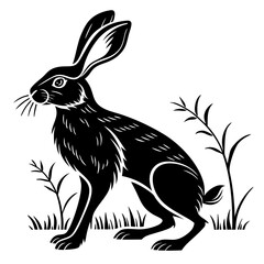 Rabbit vector silhouette black design white background
