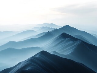 Fototapeta premium An abstract mountain ridge represented in layers of soft grays and cool blues.