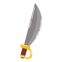 Cartoon pirate sword in  flat style. Pirate saber for attacking other ships.